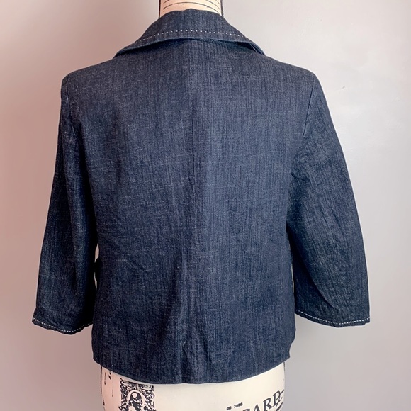 Talbots Cropped Denim Blazer With Contrast Trim - Picture 4 of 9